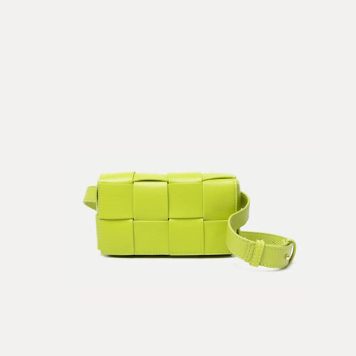Avocado Green Lattice Woven Chest Bag Diagonal