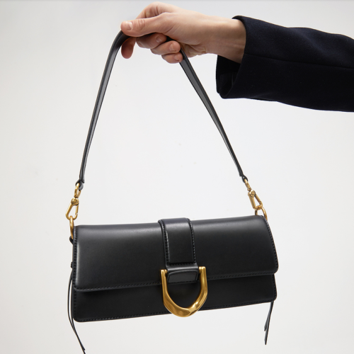 Elegant Horseshoe Buckle Baguette Underarm Bag